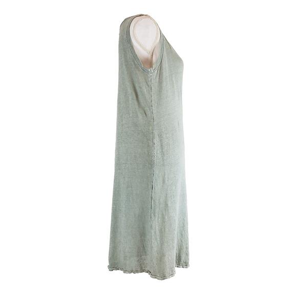 Pete & Greta Women's SIZE S Green Sleeveless Linen Summer Dress Johnny Was FLAW - Picture 3 of 12